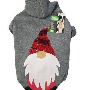 Pet sequin gray medium gnome hoodie